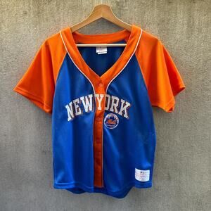 Majestic Jersey New York Mets Baseball Genuine Merchandise Orange Blue Size XS